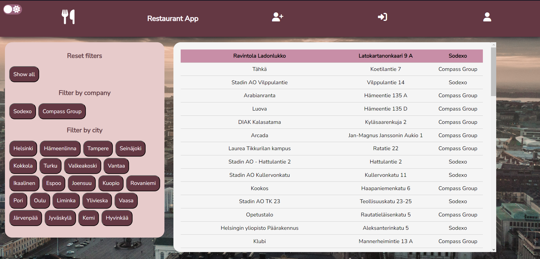student restaurants app